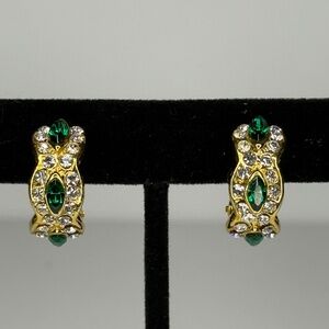 Crystal Multi-Color Gold Tone 1990's Clip On Earrings